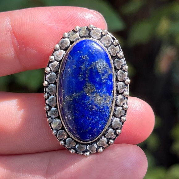 Size 7.25 925 silver plated lapis lazuli ring - Picture 1 of 8